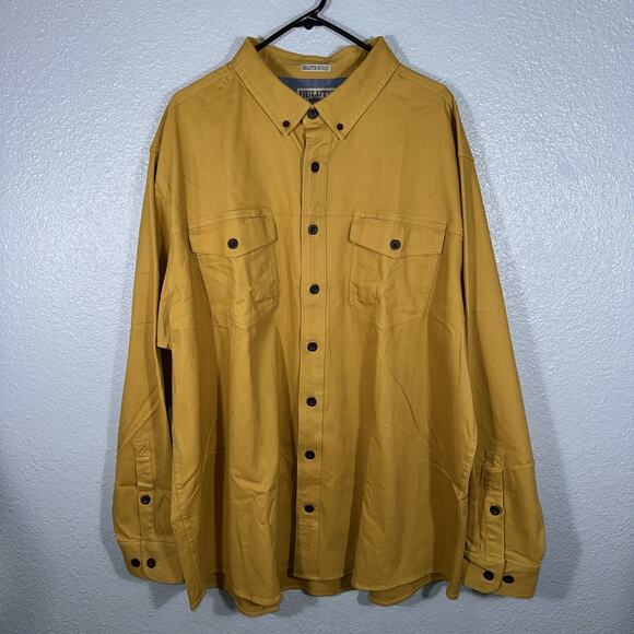 Duluth Trading Heavy Flannel Chamois Yellow Shirt Long Sleeve Button Mens 2XLT - Picture 1 of 7